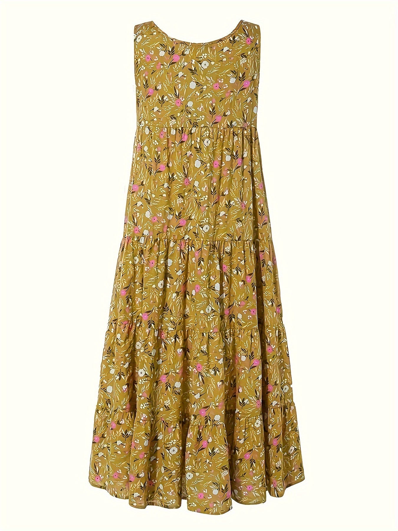 Gelbes Florales Stufenkleid - Amelie