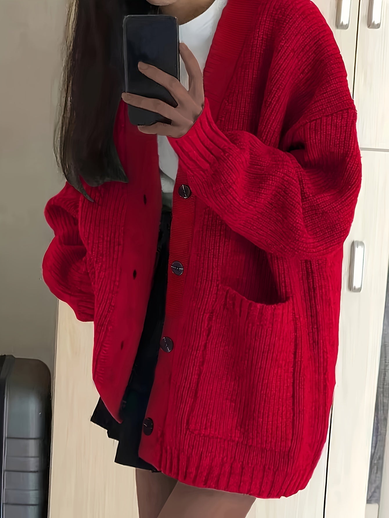 Kaffeefarbene Strickjacke mit Knöpfen - Lise