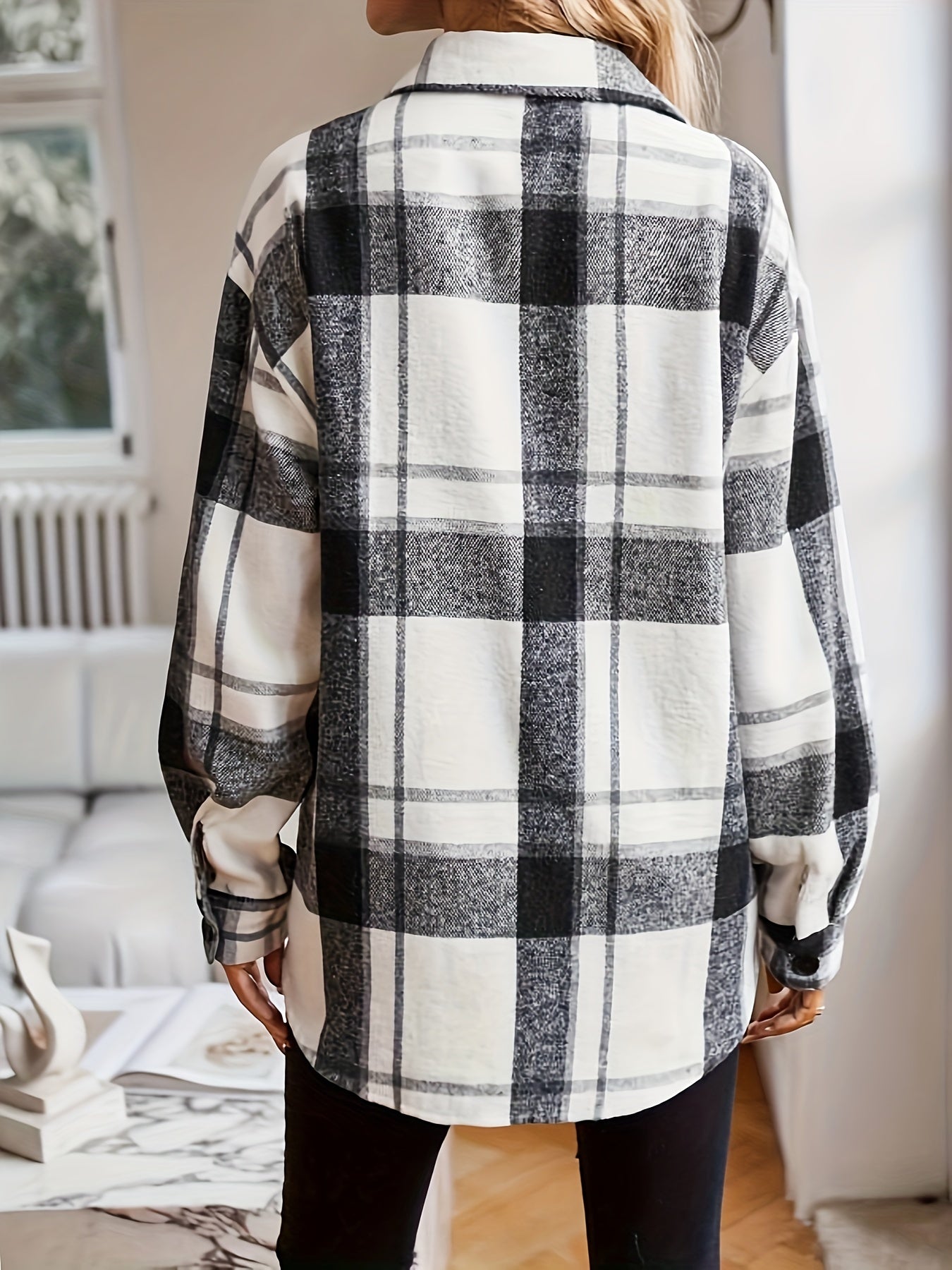 Graue Karierte Jacke mit Knöpfen - Emma