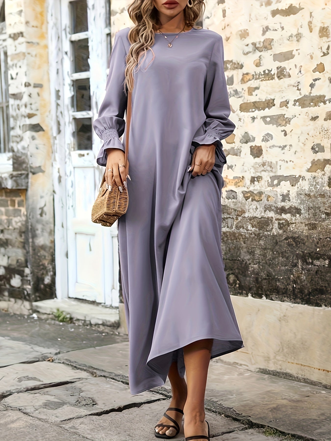 Helllila Weitgeschnittenes Kleid mit Langen Ärmeln - Amélie