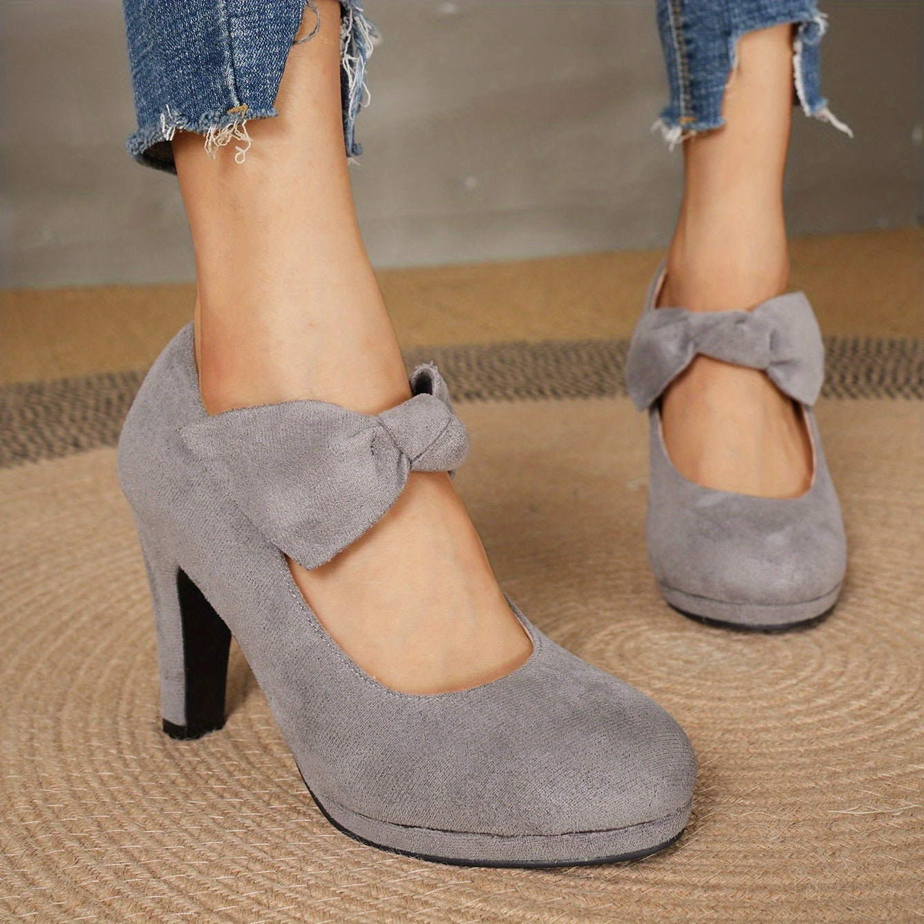 Schwarze Mary Jane Pumps mit Schleife - Lena