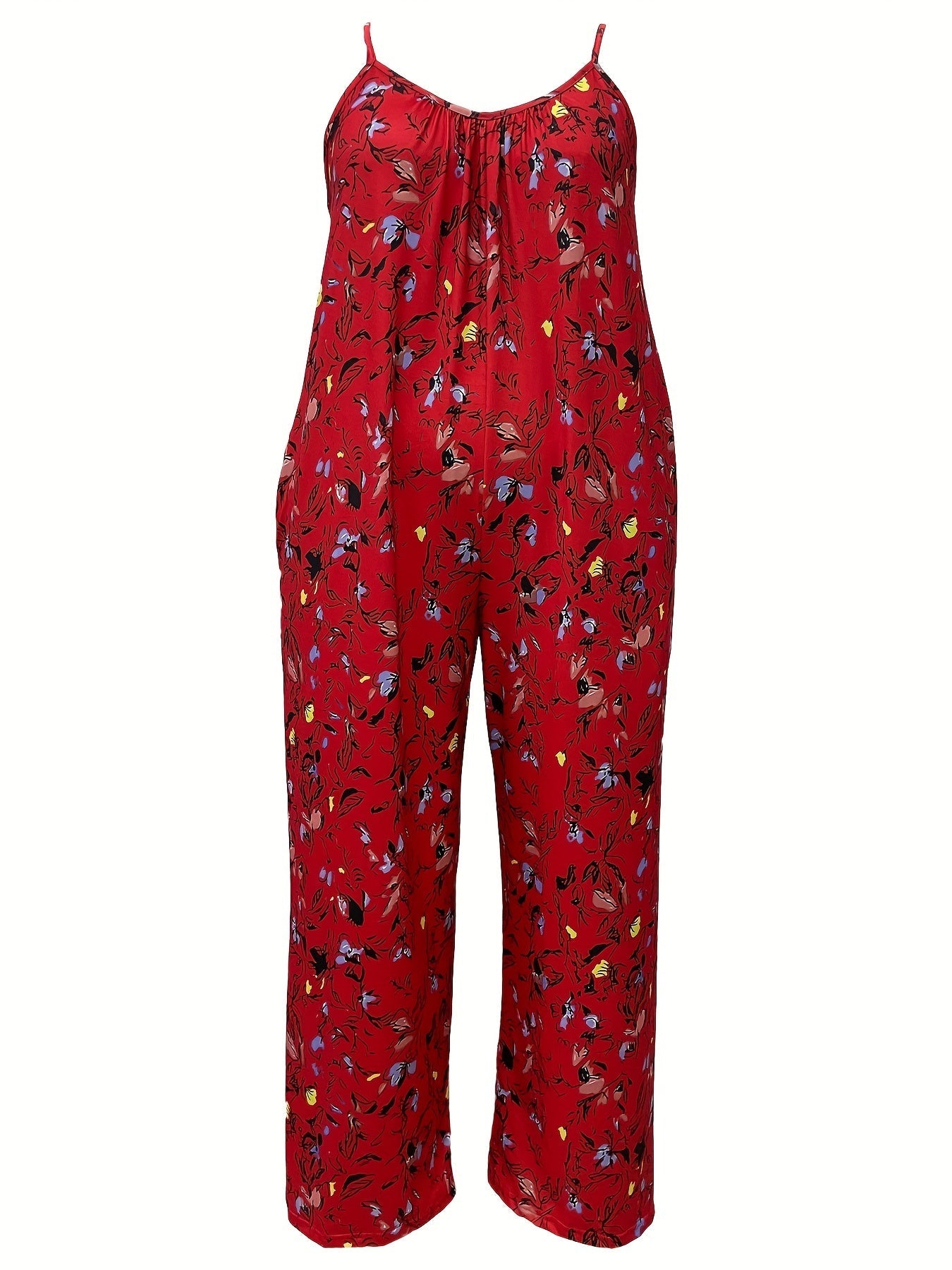 Beiger Floraler Cami-Jumpsuit - Alina