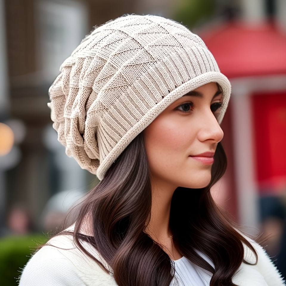 Braune Strick-Slouchy-Beanie für Damen - Ella