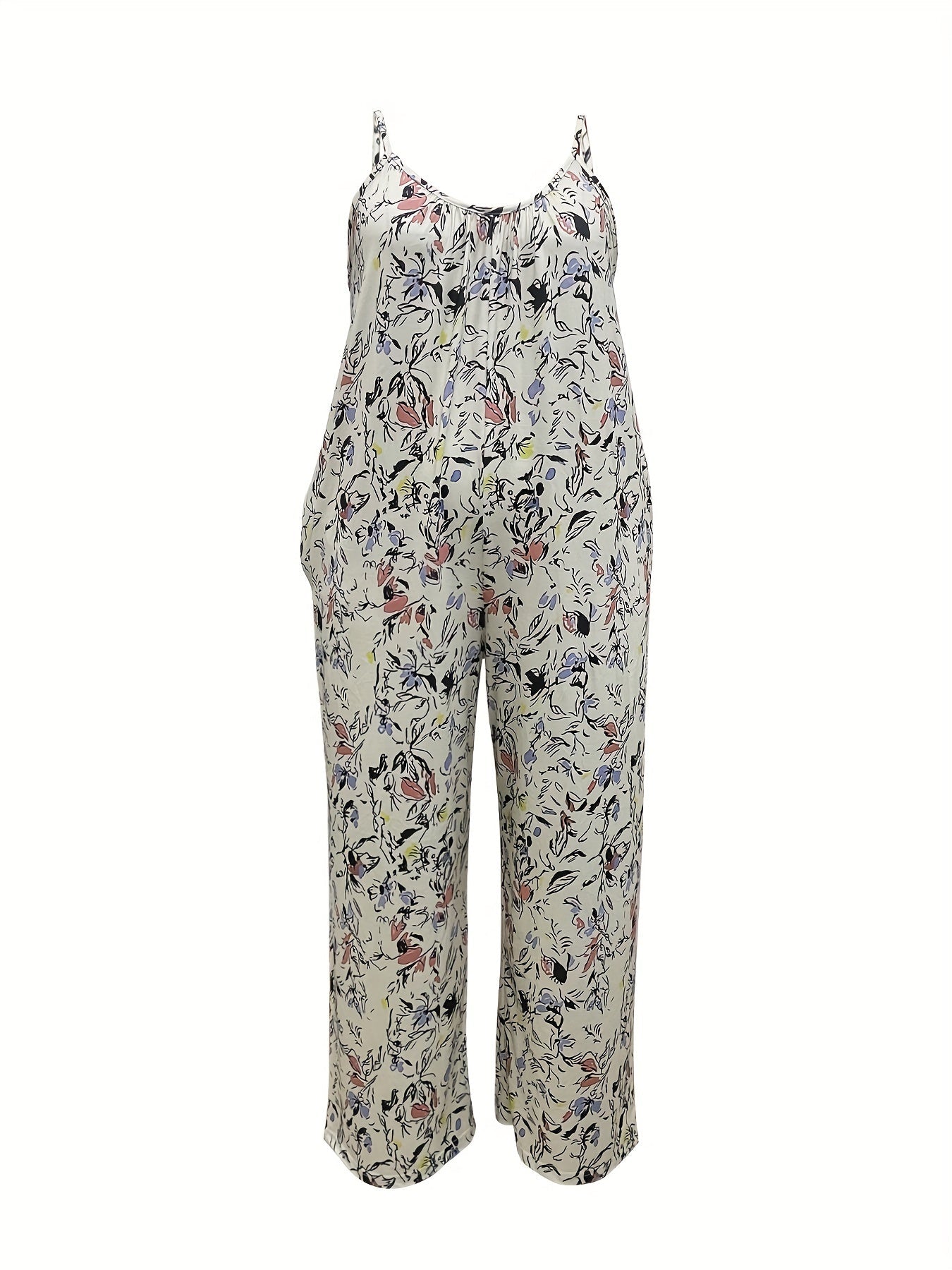 Beiger Floraler Cami-Jumpsuit - Alina