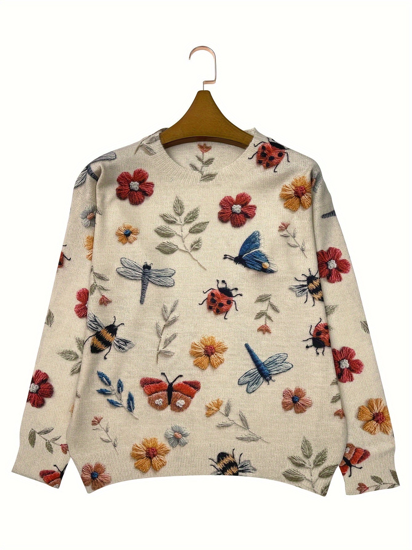 Apricot Blumen & Libellen Print Pullover - Fleur