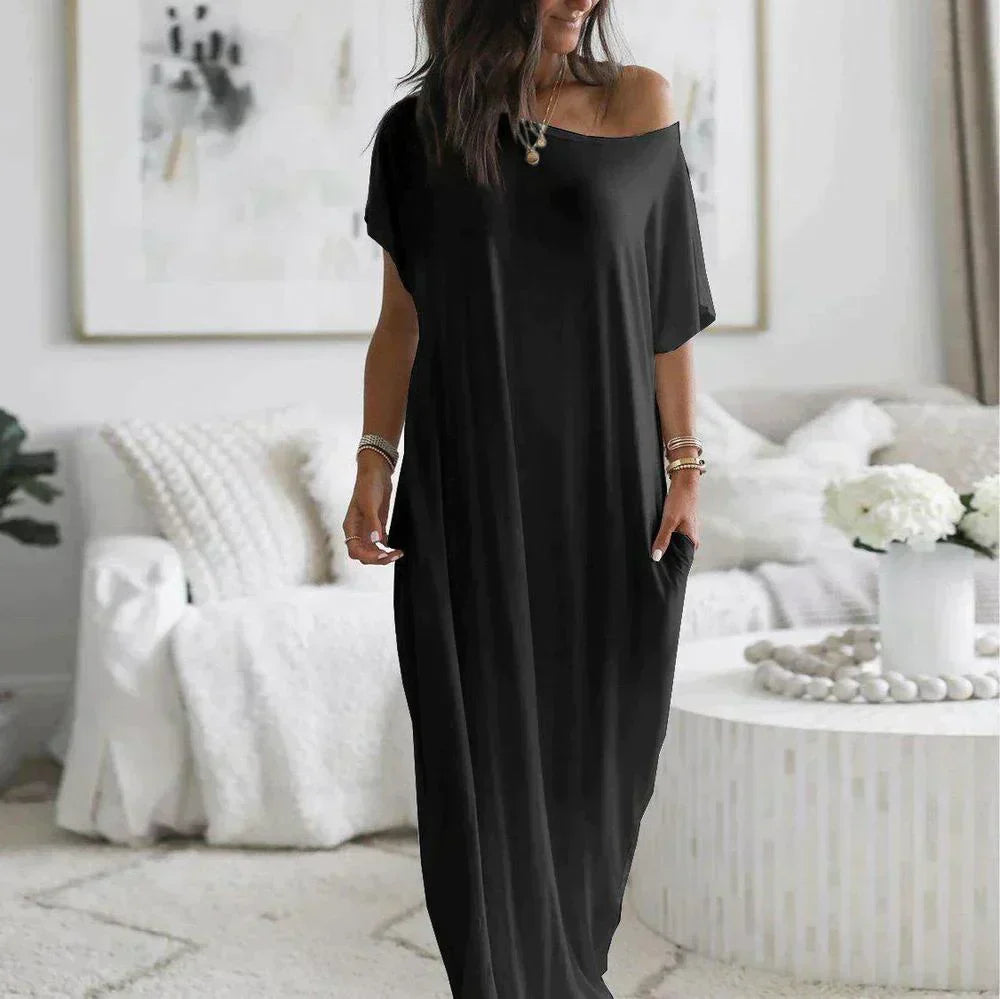 Ava - Schwarzes Maxi-Hemdkleid