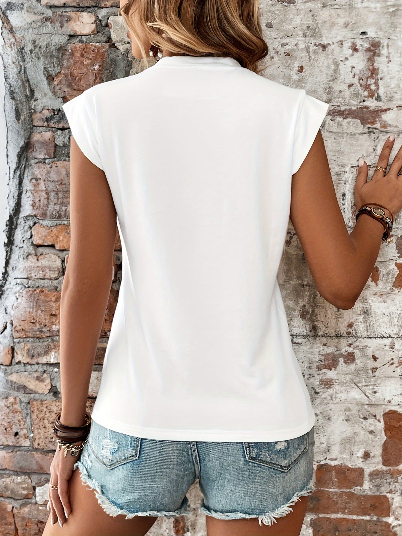 Weißes Cap Sleeve T-Shirt - Alina