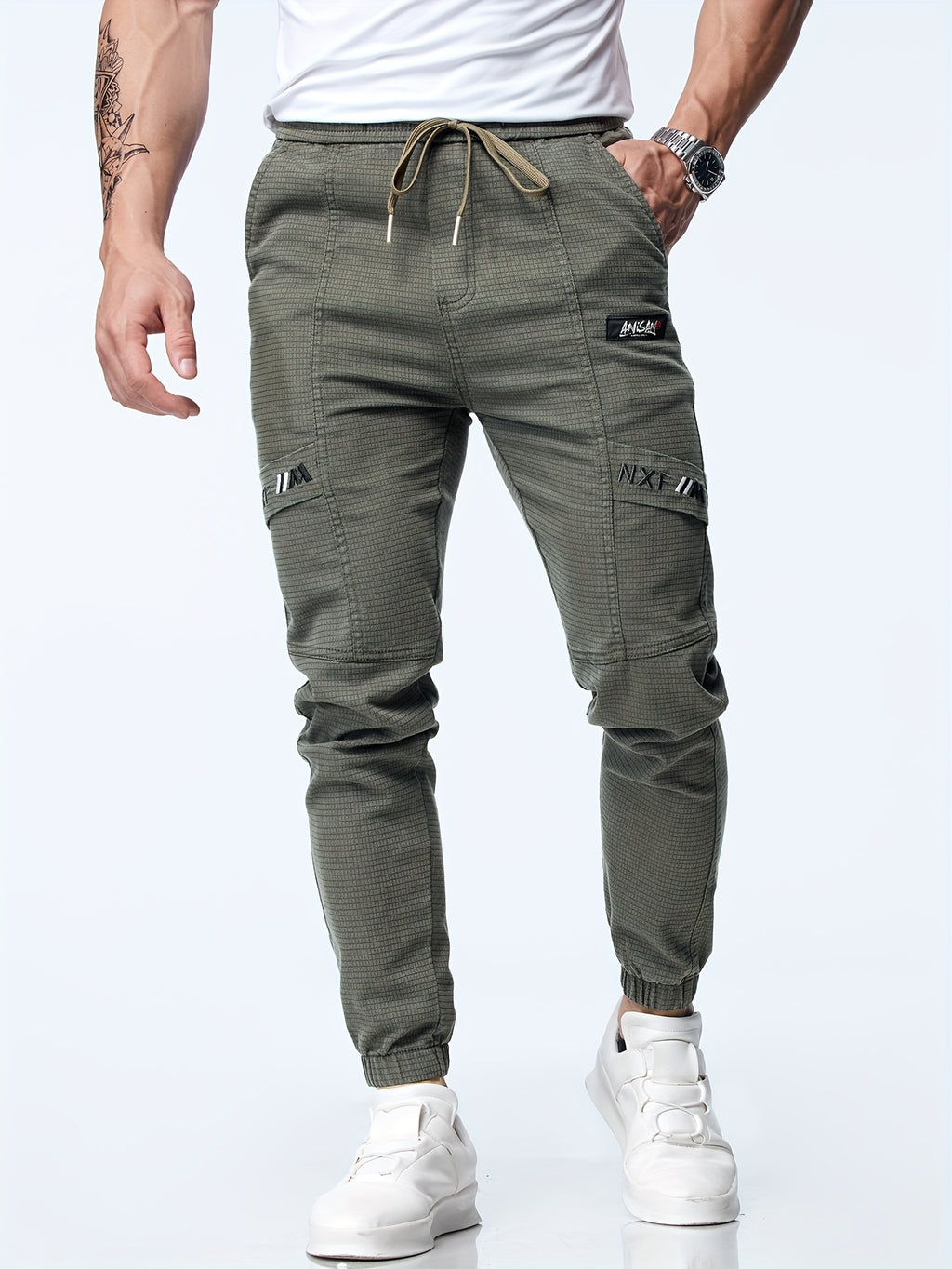Armeegrüne Jogginghose mit Kordelzug - Max