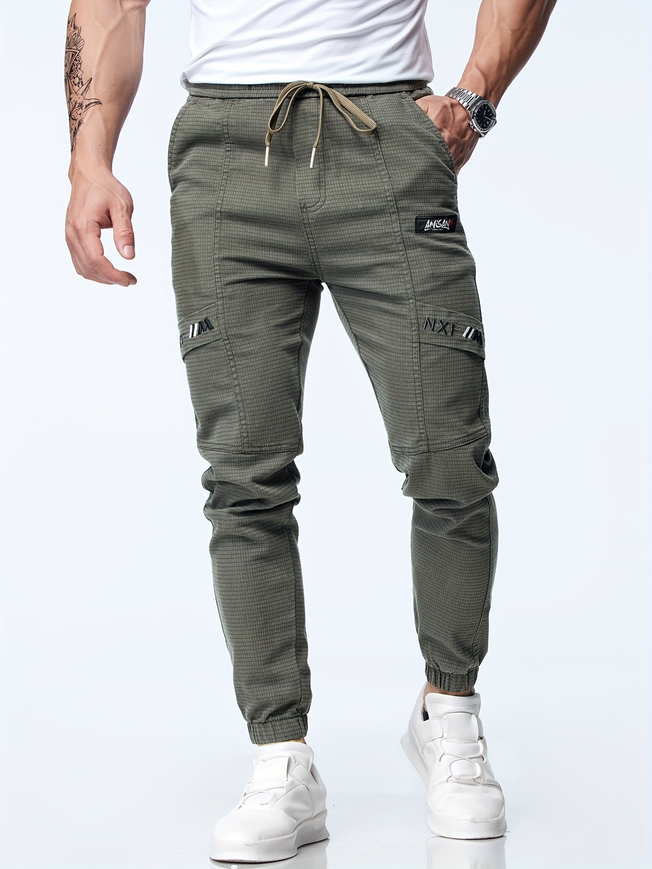 Armeegrüne Jogginghose mit Kordelzug - Max