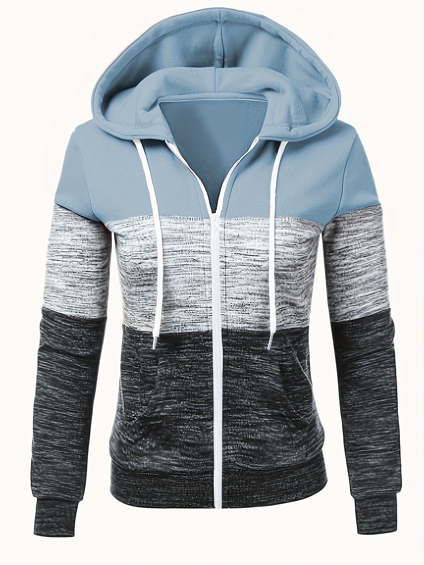 Rosa Colorblock Hoodie mit Reißverschluss - Mia
