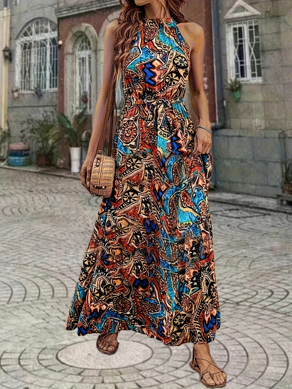 Karamellfarbenes Maxikleid - Lena