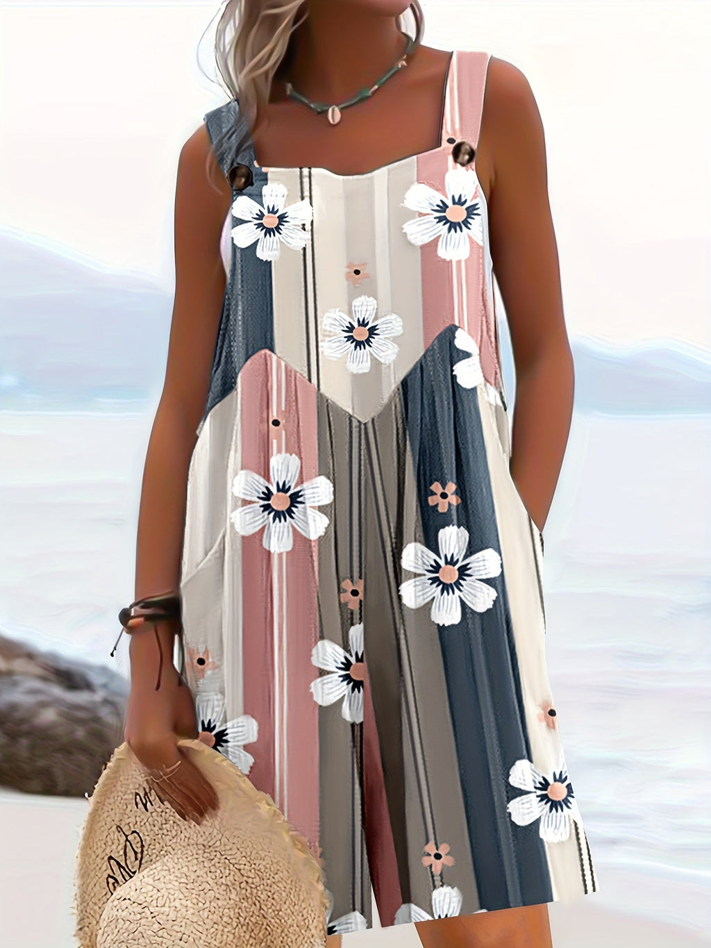 Apricot Blumenprint Jumpsuit - Mia
