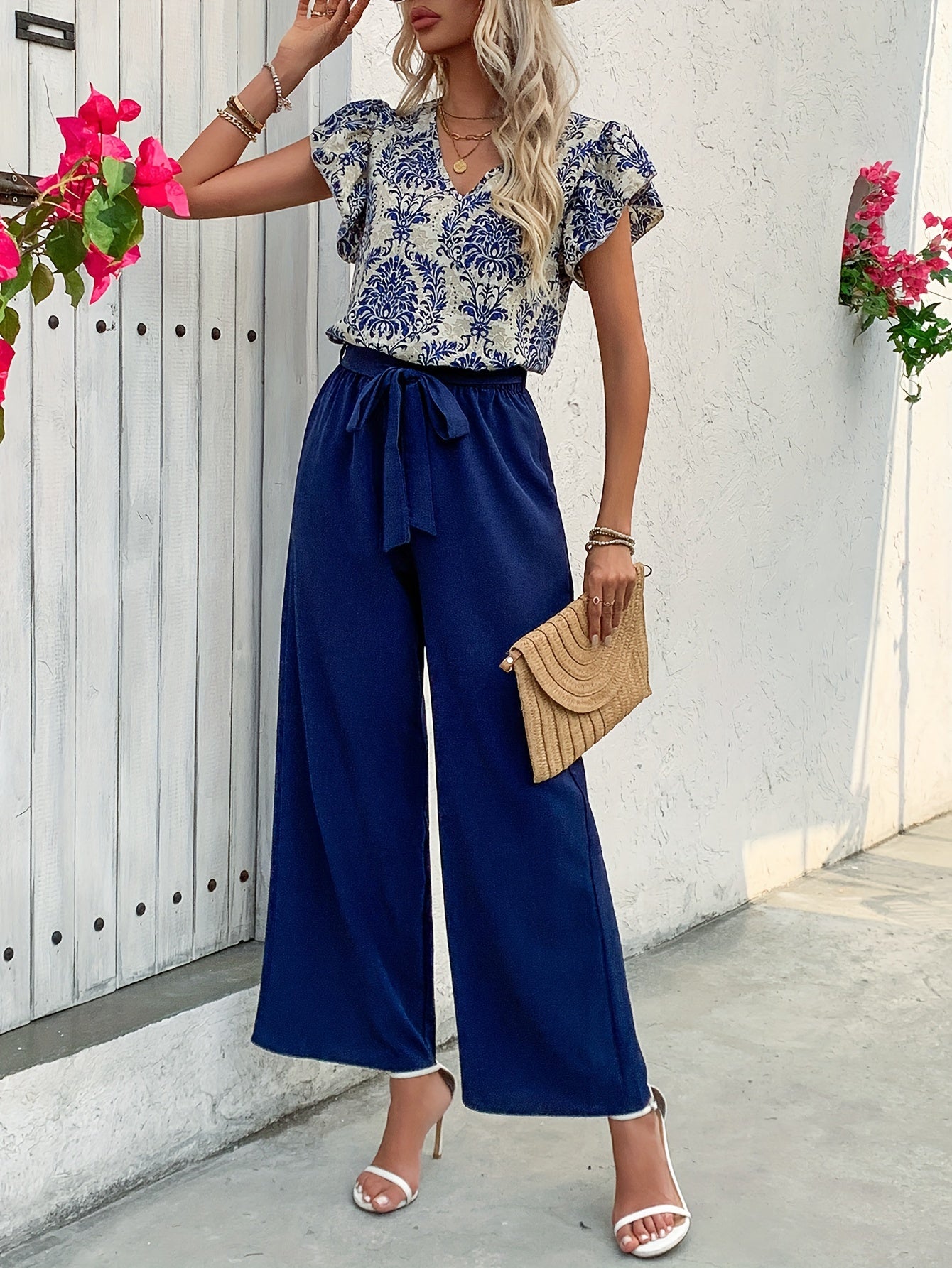 Blaues Damast-Set - Elisa