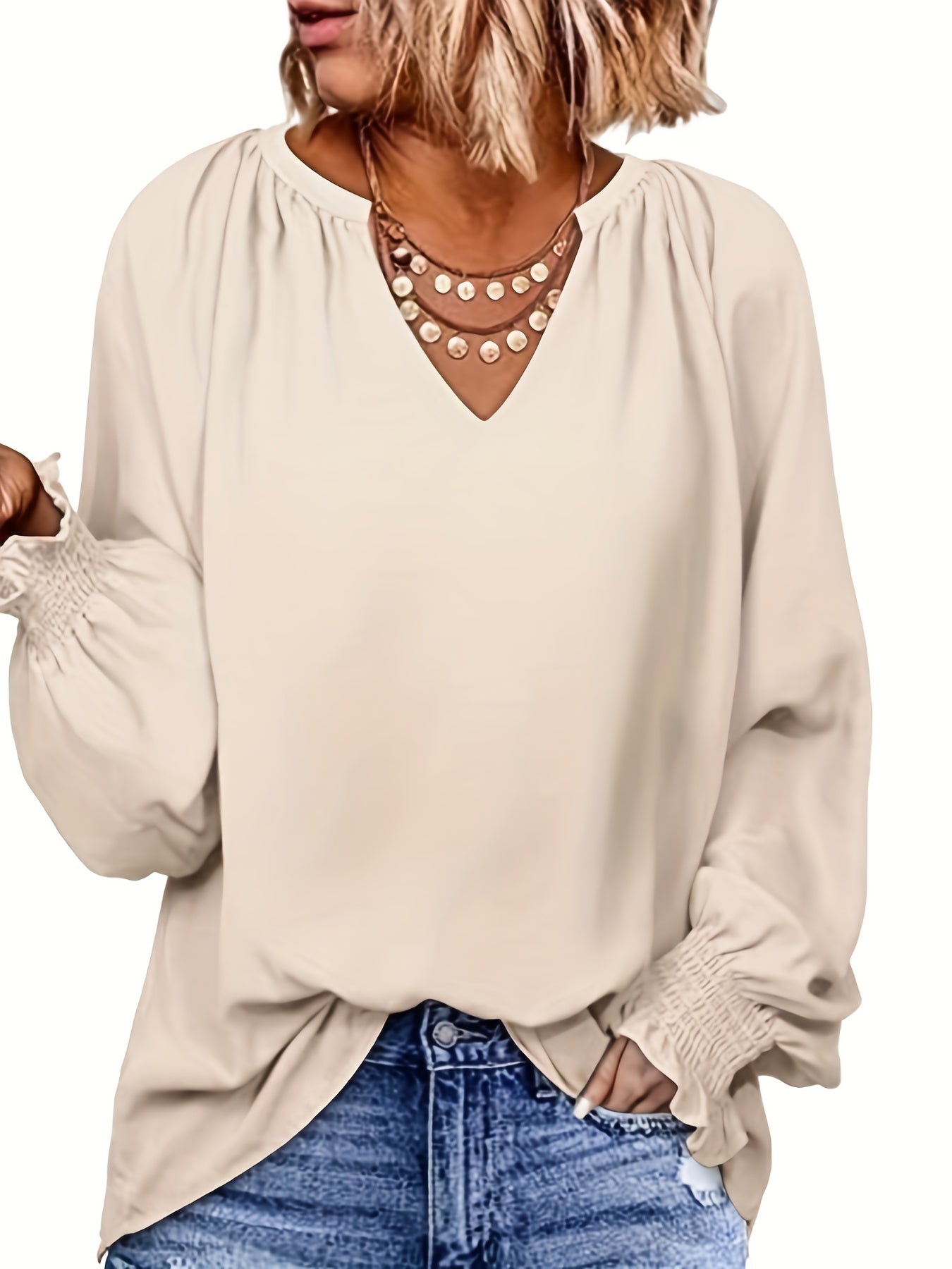 Rotrosé V-Ausschnitt Bluse - Sophie