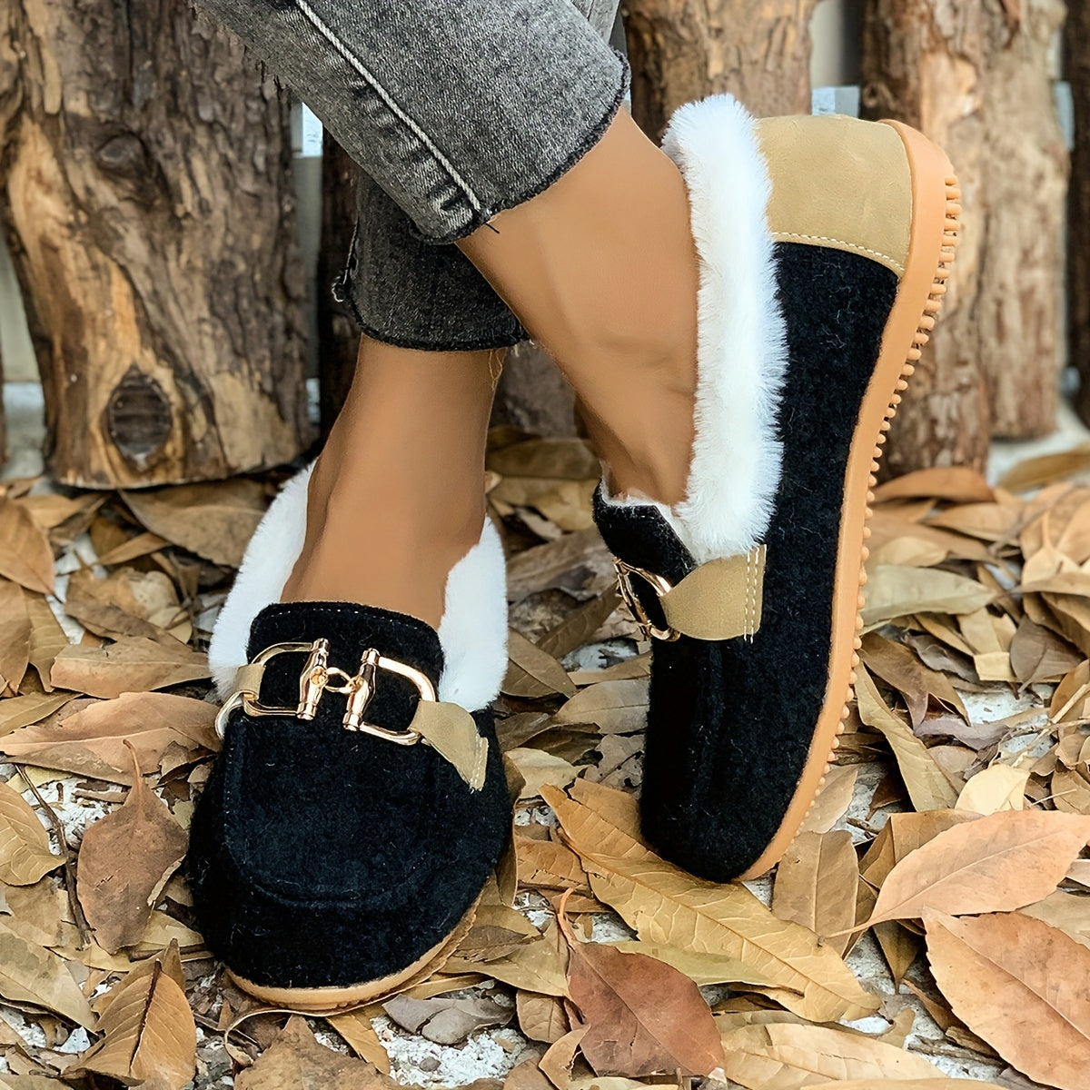Schwarze Winter Slip-On Sneakers - Mila