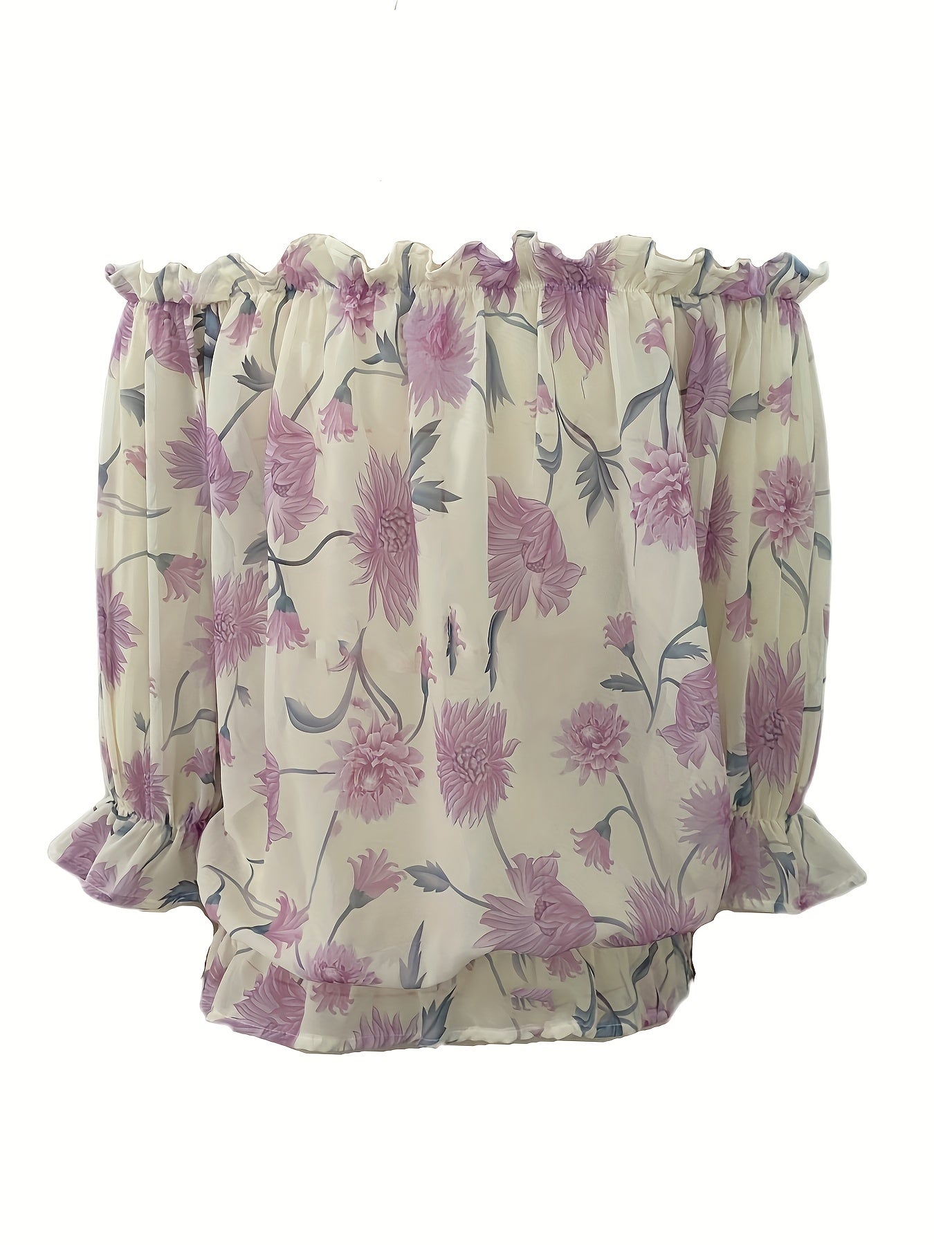 Rosa Rüschenbluse mit Blumenmuster - Olivia