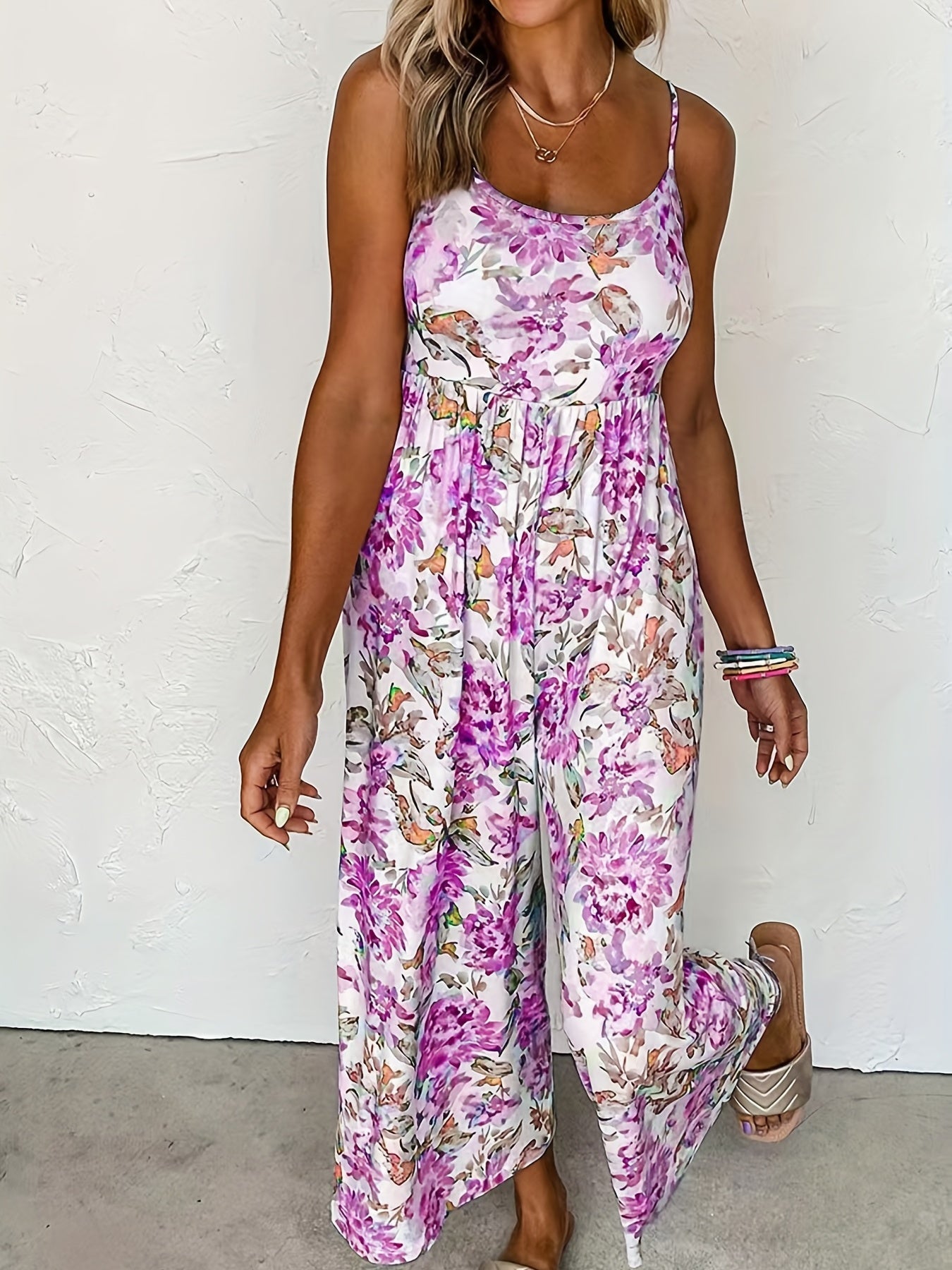 Rosa Floraler Cami-Jumpsuit - Elisa