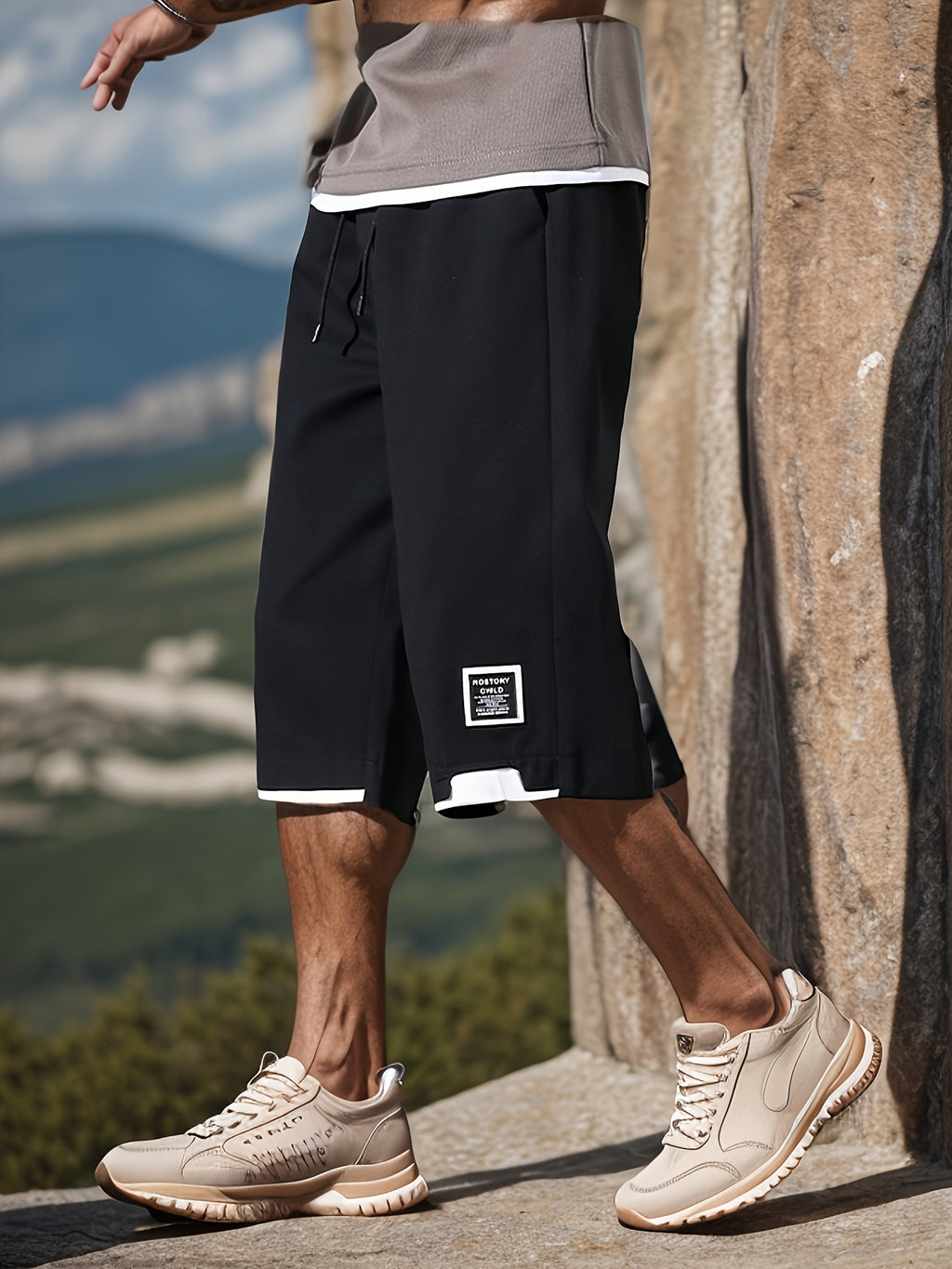Armeegrüne Faux-Zweiteiler-Shorts - Jonas