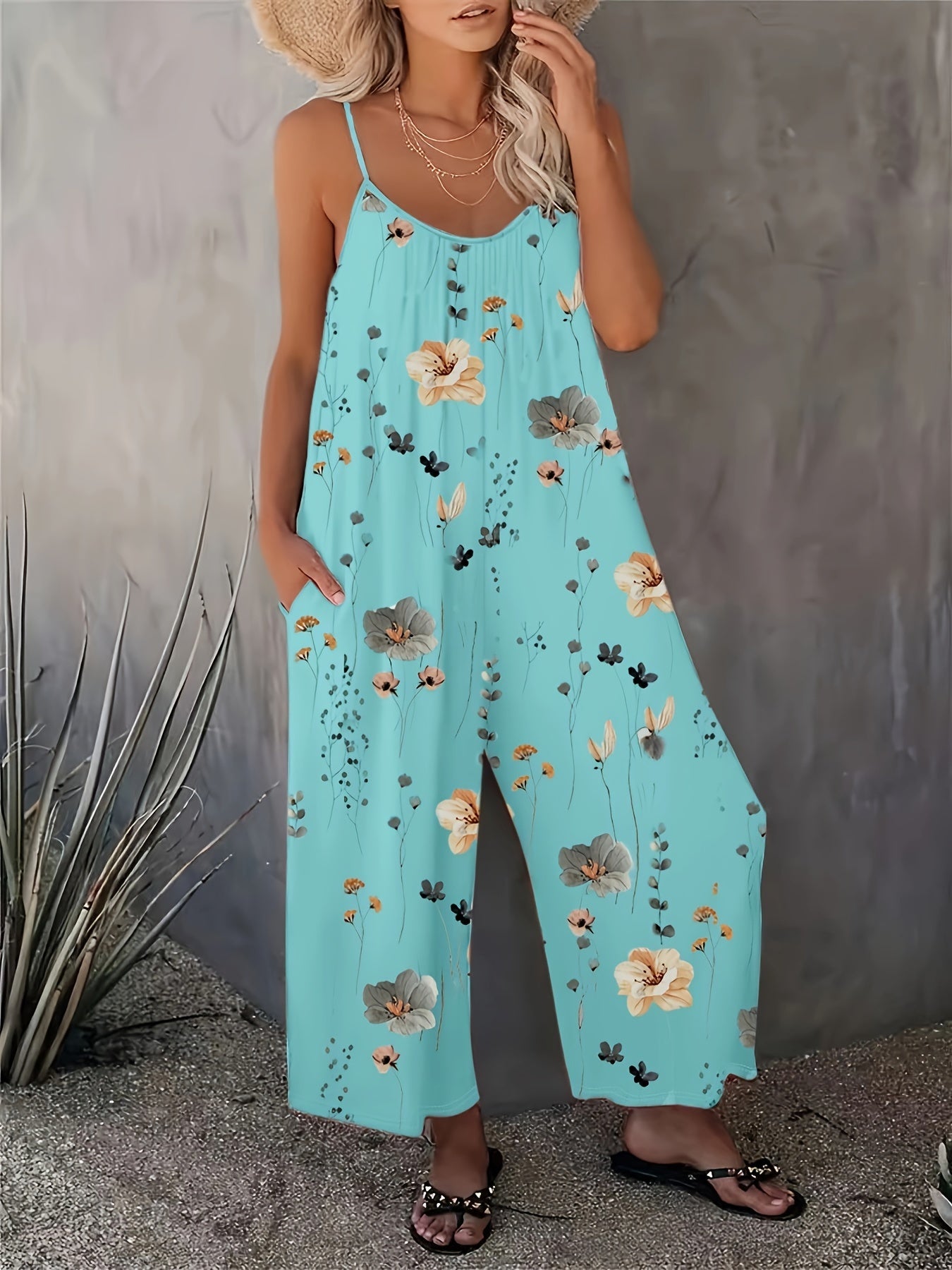 Weiße Jumpsuit mit Blumenmuster - Fleur