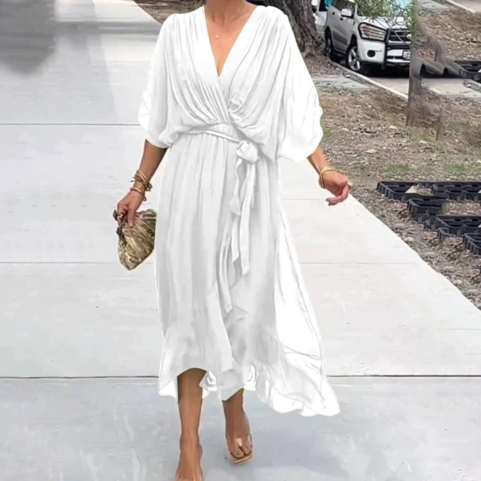 Weiße Elegante Kleid - Emma