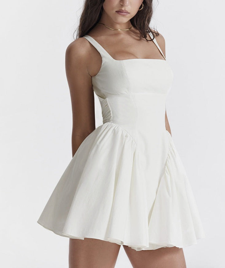 Elise - Weißes Minikleid mit Schleifendetail