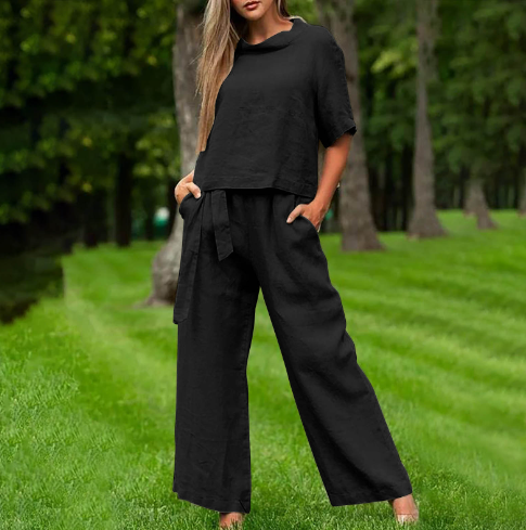 Beige Leinen Zweiteiler - Lara