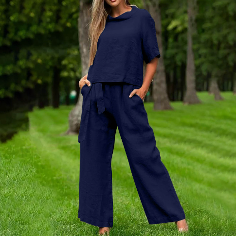 Beige Leinen Zweiteiler - Lara