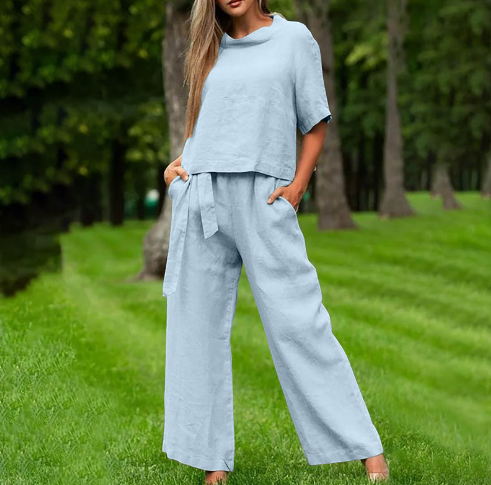 Beige Leinen Zweiteiler - Lara