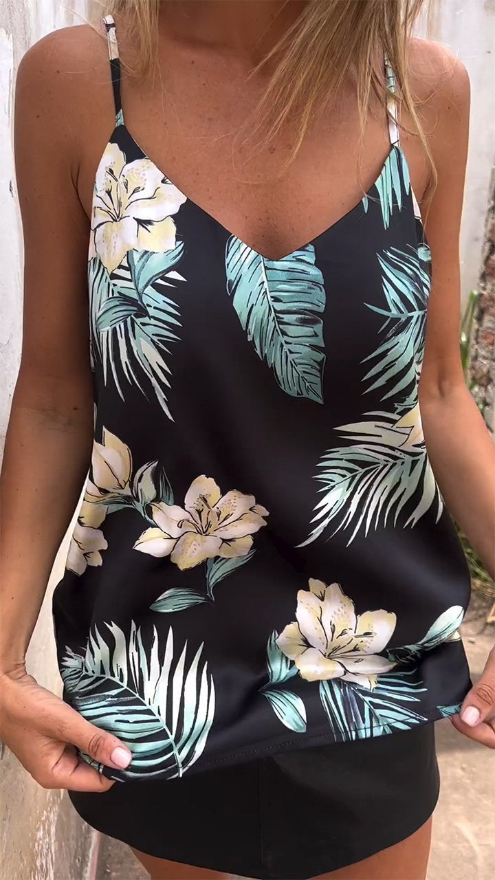 Schwarzes Bedrucktes Neckholder-Top - Liv