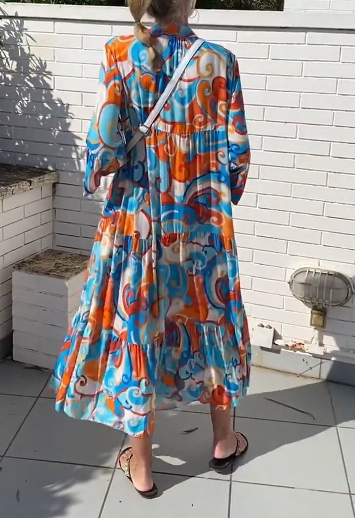 Blaue V-Ausschnitt Kleid - Iris