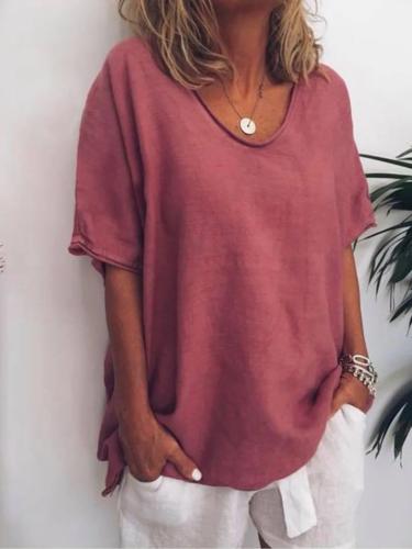 Jade - Dunkelgrünes V-Ausschnitt T-Shirt mit Kurzen Ärmeln für Damen in Übergröße