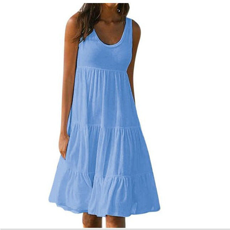Alecia - Weiße Ärmellose Strandkleid