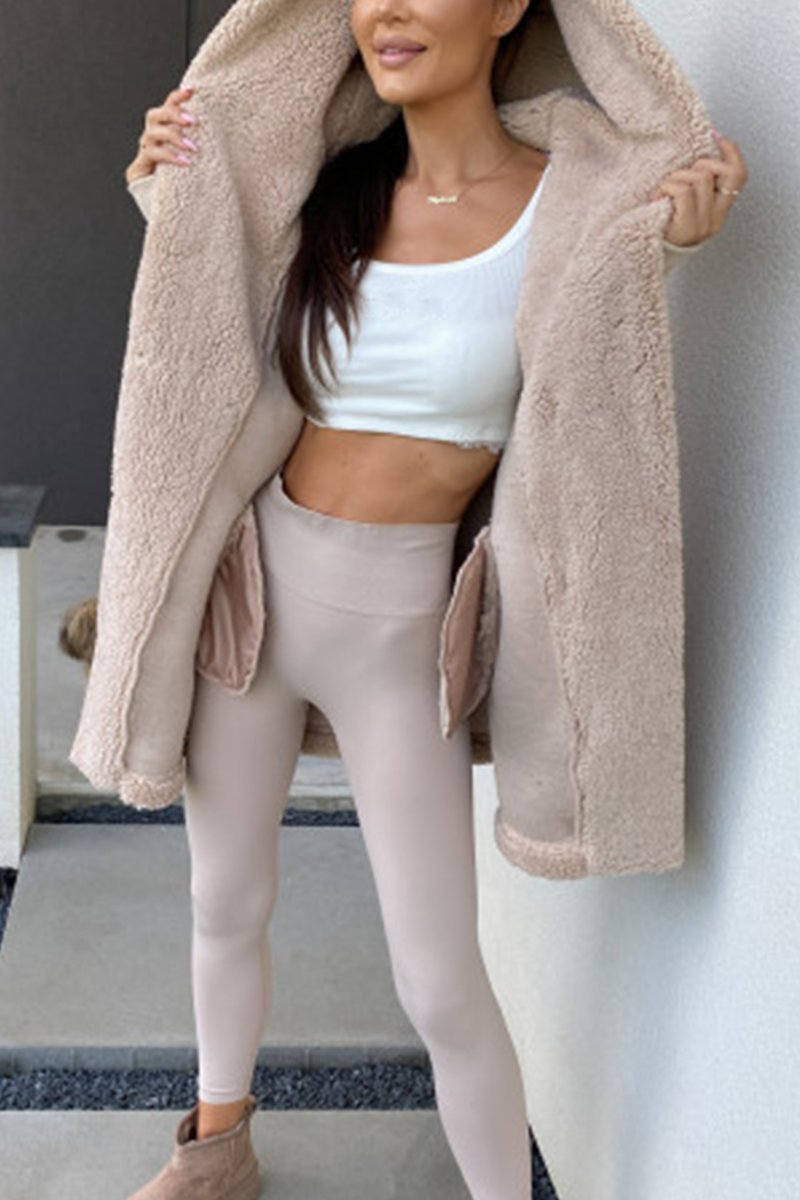Plüsch-Kapuzenjacke in Apricot - Sophie
