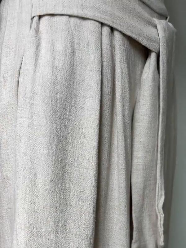 Beige Baumwoll-Leinen-Hose - Belinda