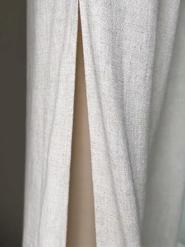 Beige Baumwoll-Leinen-Hose - Belinda