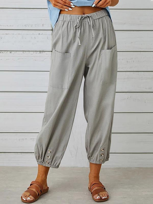 Heba - Weiße Weite Baumwollhose