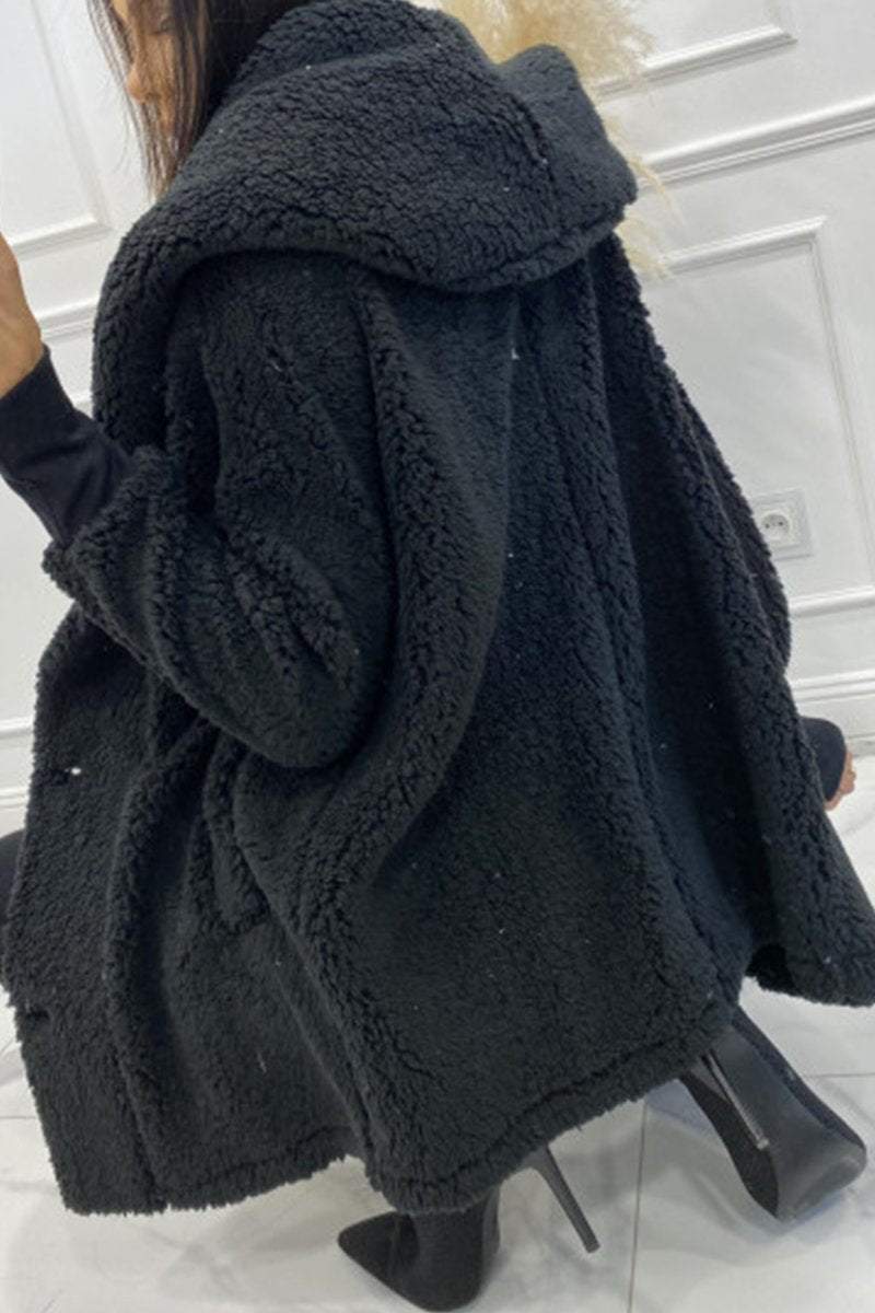 Plüsch-Kapuzenjacke in Apricot - Sophie