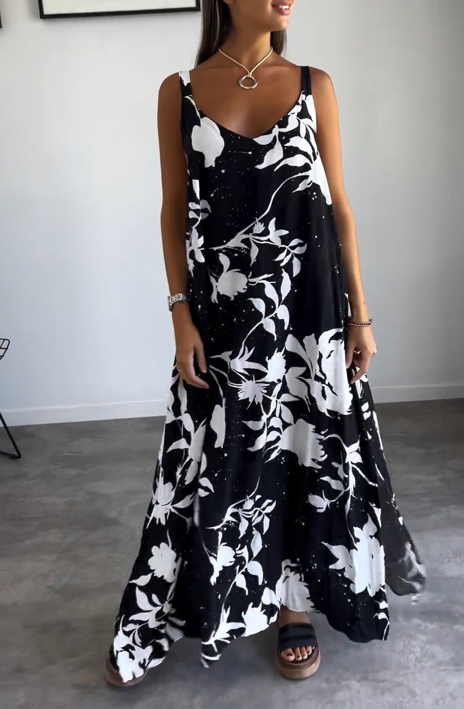 Ava - Weißes Print Slipkleid