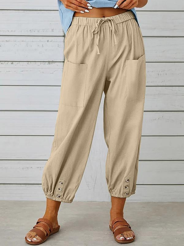 Heba - Weiße Weite Baumwollhose
