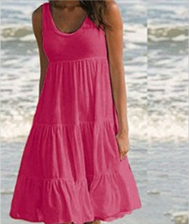 Alecia - Weiße Ärmellose Strandkleid