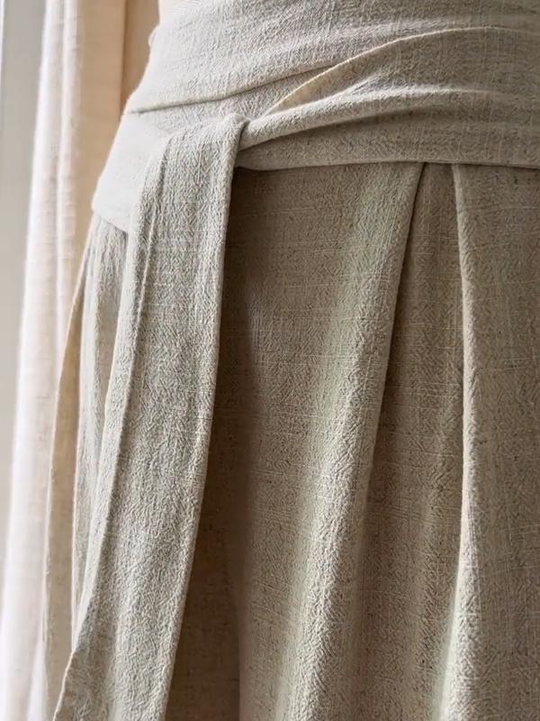 Beige Baumwoll-Leinen-Hose - Belinda