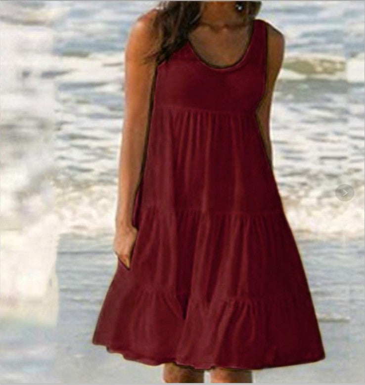 Alecia - Weiße Ärmellose Strandkleid