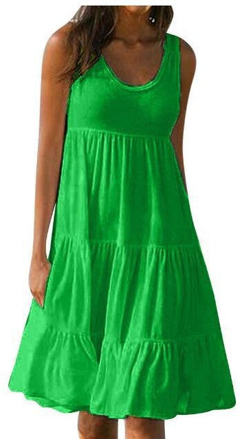 Alecia - Weiße Ärmellose Strandkleid