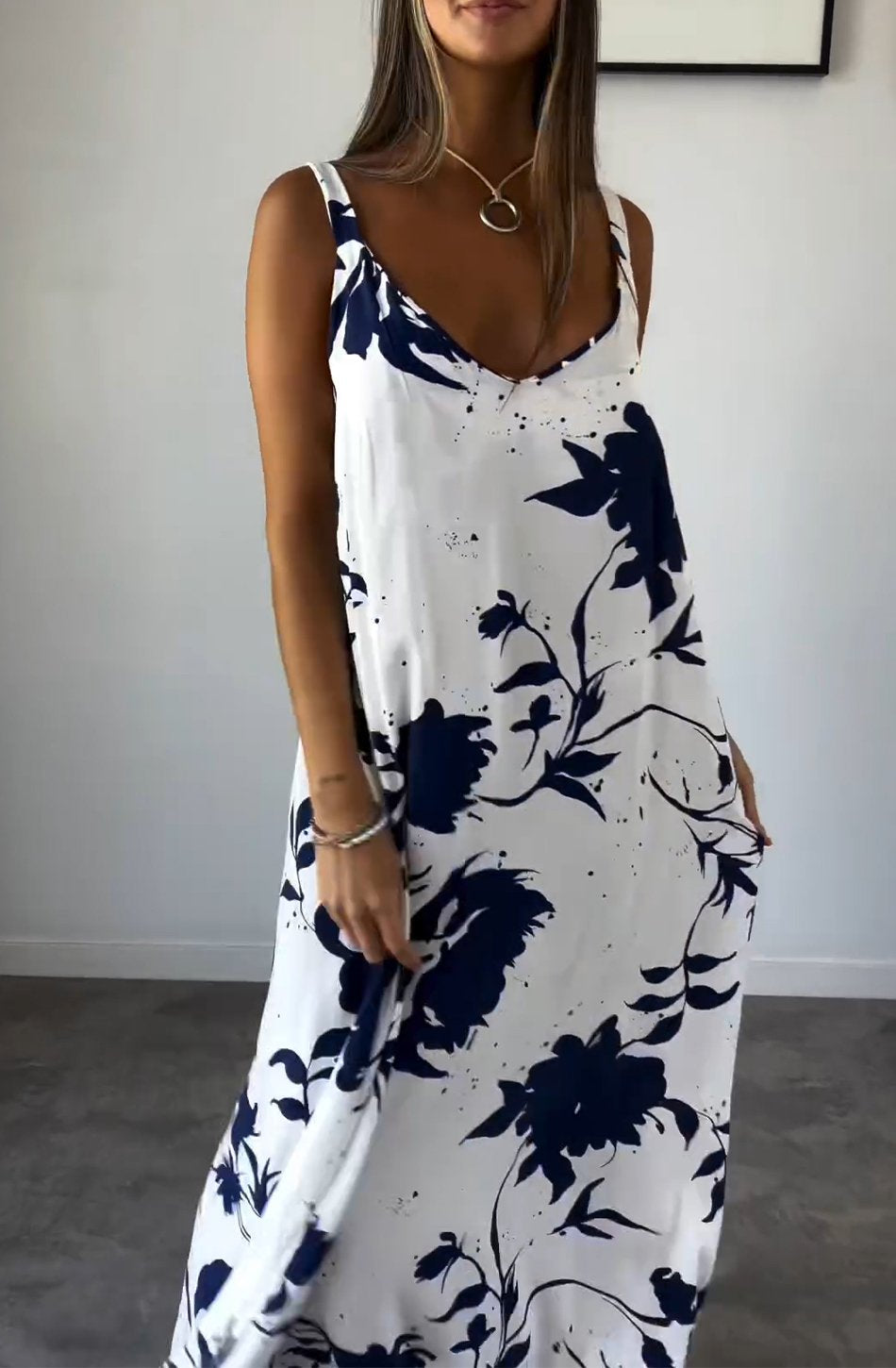 Ava - Weißes Print Slipkleid