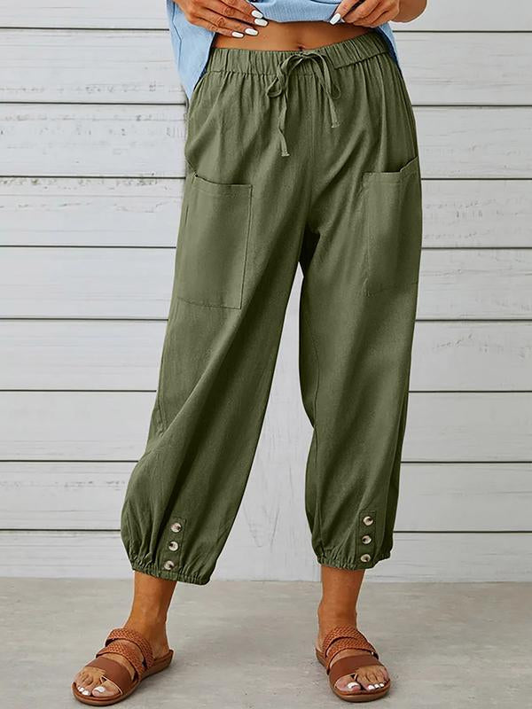 Heba - Weiße Weite Baumwollhose