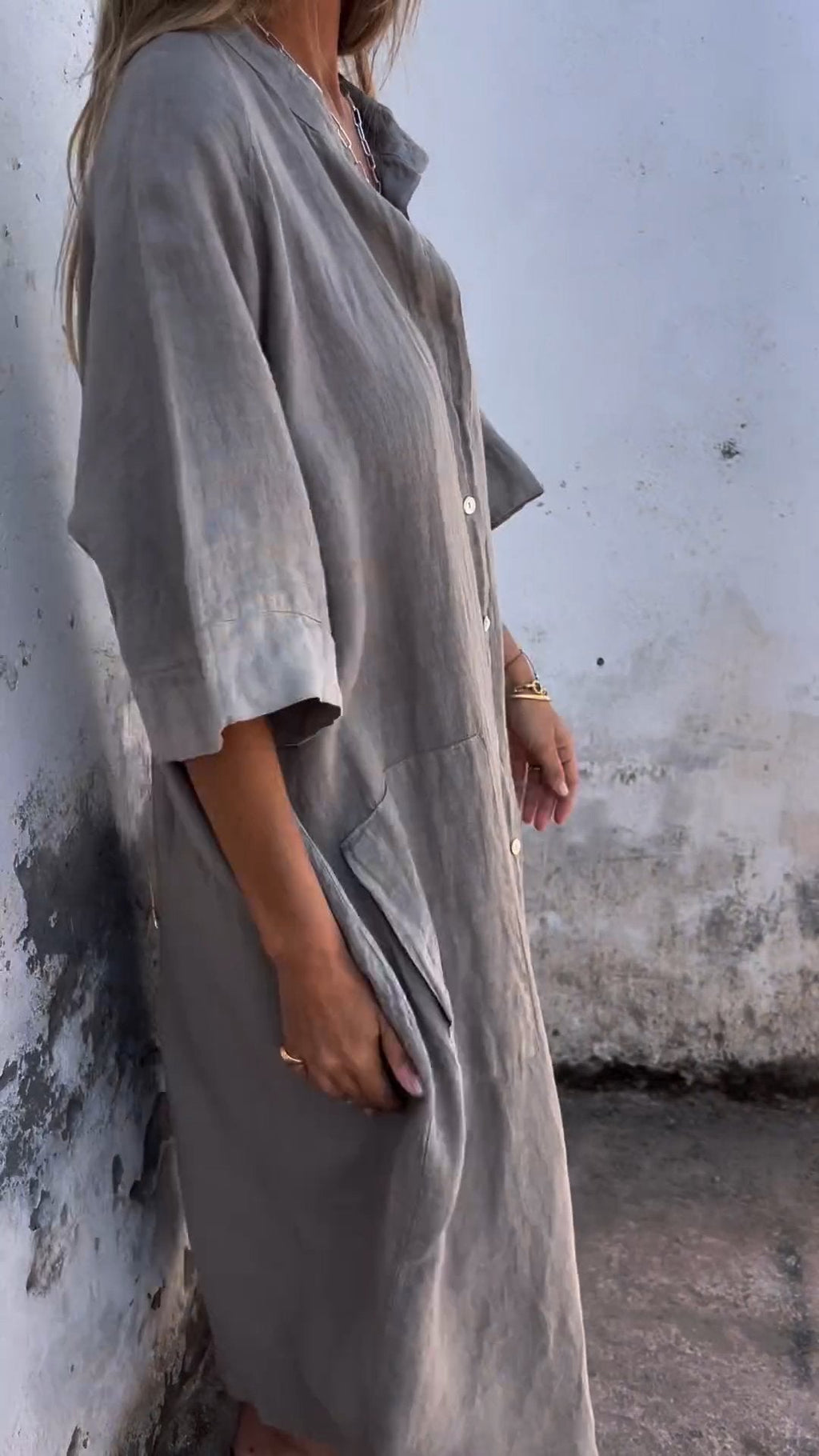 Olivia - Grünes langes Hemdkleid