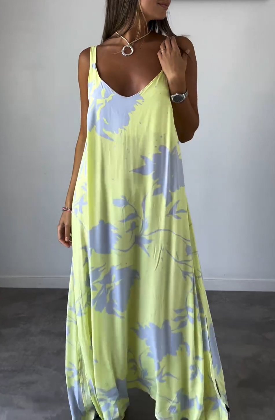 Ava - Weißes Print Slipkleid