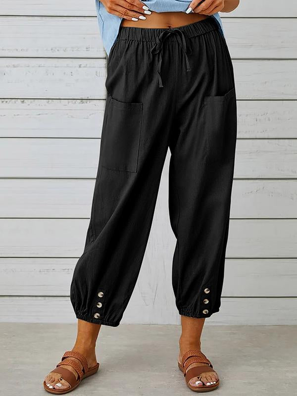 Heba - Weiße Weite Baumwollhose