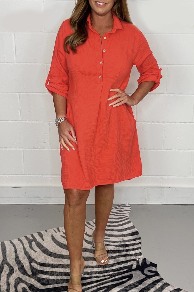 Aliza - Rotes Taschen Shirtkleid