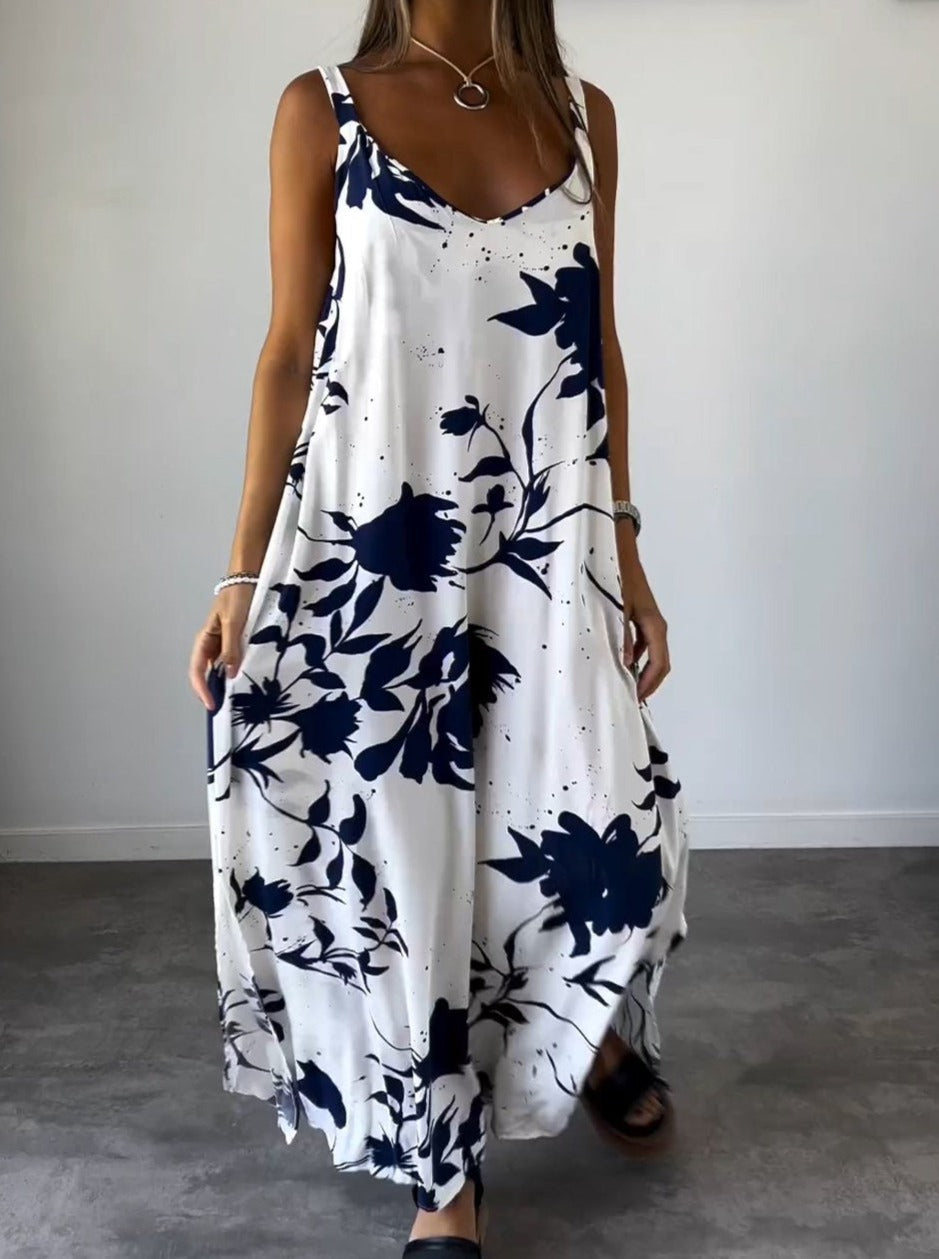 Ava - Weißes Print Slipkleid